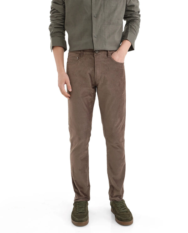 Rare Rabbit Men Nahor Brown Cotton Blend Fabric Button Closure Regular Fit Plain Trouser