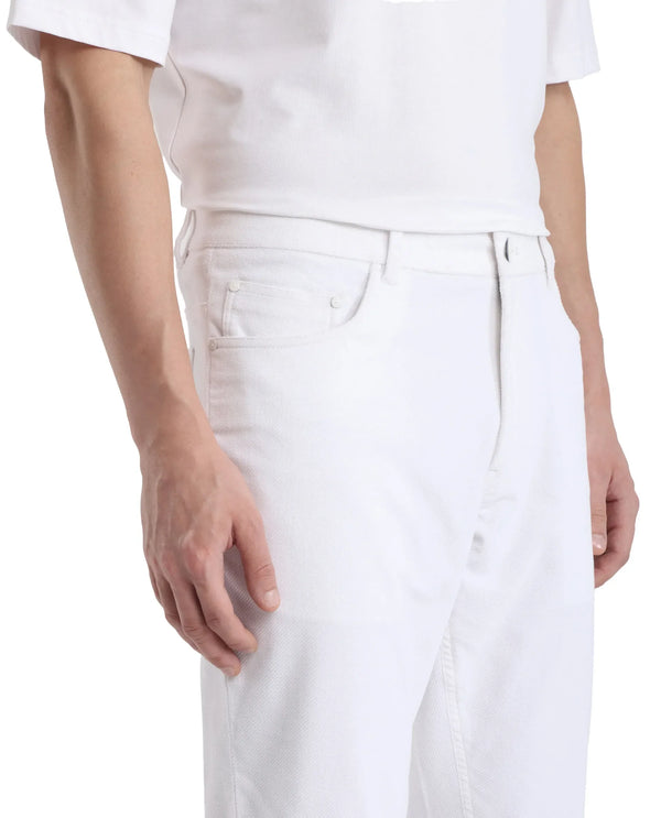 Rare Rabbit Men Nahor White Cotton Blend Fabric Button Closure Regular Fit Plain Trouser