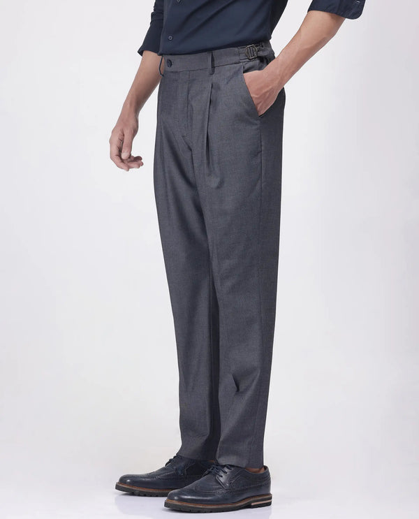 Rare Rabbit Men's Naji Blue Cotton Blend Fabric Relaxed Fit Plain Trouser
