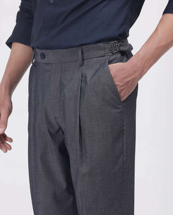 Rare Rabbit Men's Naji Blue Cotton Blend Fabric Relaxed Fit Plain Trouser