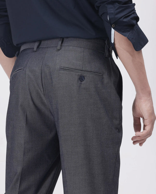 Rare Rabbit Men's Naji Blue Cotton Blend Fabric Relaxed Fit Plain Trouser