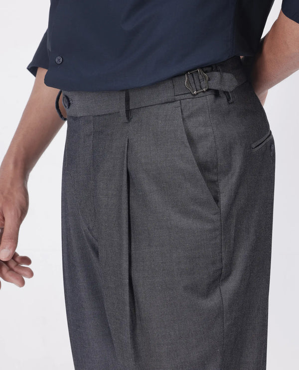 Rare Rabbit Men's Naji Blue Cotton Blend Fabric Relaxed Fit Plain Trouser