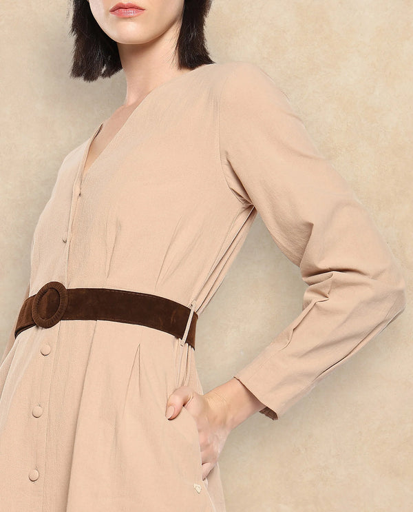Rareism Women Nami Beige Plain Dress