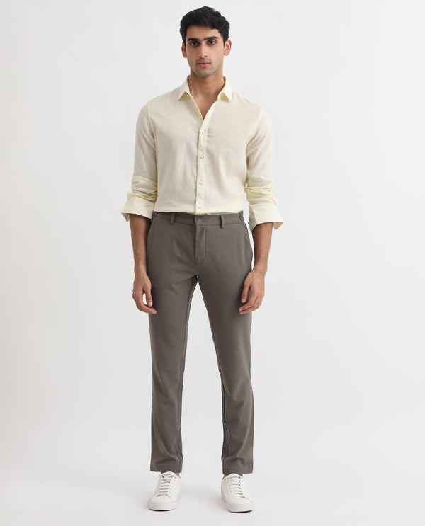 Rare Rabbit Men's Naples Yellow Viscose Linen Fabric Full Sleeves Solid Shirt
