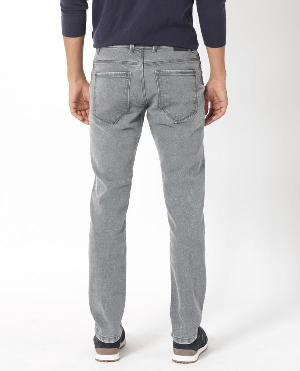 Rare Rabbit Men's Nater Light Grey Light Wash Mid-Rise Slim Fit Jeans