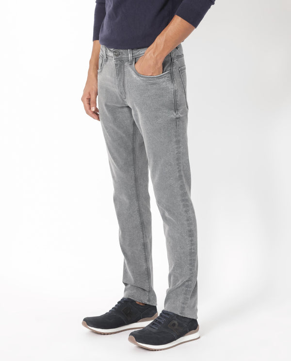 Rare Rabbit Men's Nater Light Grey Light Wash Mid-Rise Slim Fit Jeans