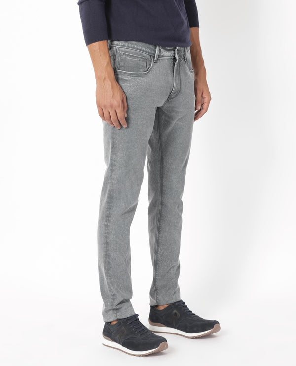 Rare Rabbit Men's Nater Light Grey Light Wash Mid-Rise Slim Fit Jeans