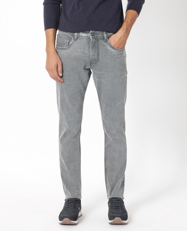 Rare Rabbit Men's Nater Light Grey Light Wash Mid-Rise Slim Fit Jeans