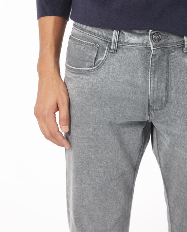 Rare Rabbit Men's Nater Light Grey Light Wash Mid-Rise Slim Fit Jeans