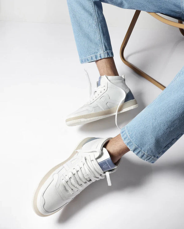 Rare Rabbit Men's Nebula High White Leather Lace-Up High-Top Sneaker Shoes