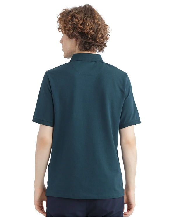 Rare Rabbit Men Nellit Dusky Teal Short Sleeve Collared Neck Plain Polo