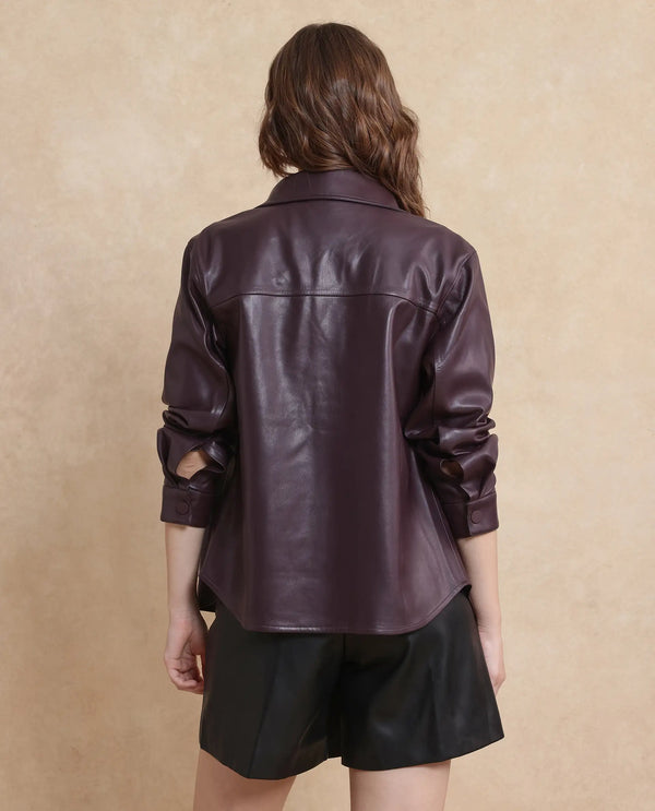 Rareism Women Nemer Maroon Polyester Fabric Short Sleeve Plain Jacket
