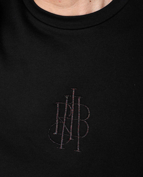 Rare Rabbit Men's Neor Black Cotton Polyester Fabric Full Sleeves Embroidered Branding Sweatshirt