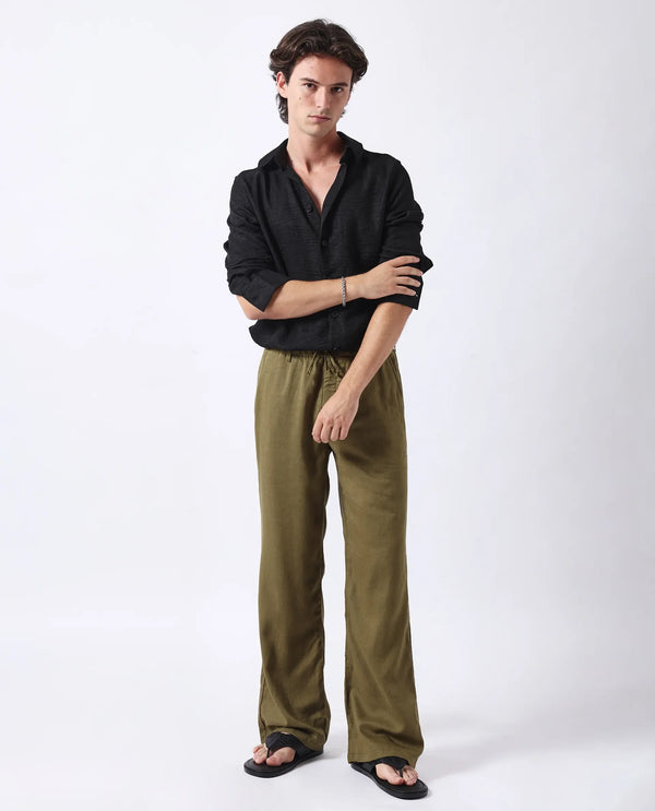 Rare Rabbit Men's Nert Black Linen Fabric Full Sleeve Collared Neck Button Closure Printed Shirt