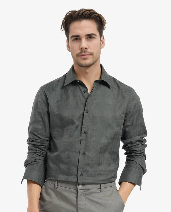 Rare Rabbit Men's Neske Dark Green Cotton Fabric Full Sleeve Regular Fit Checks Shirt
