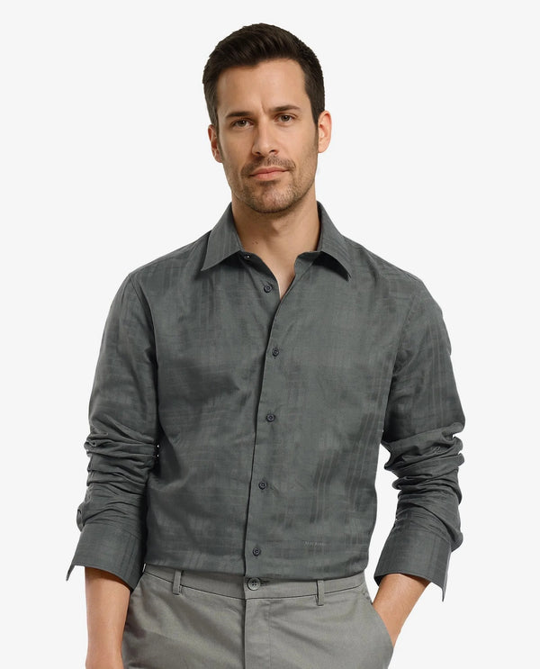 Rare Rabbit Men's Neske Dark Green Cotton Fabric Full Sleeve Regular Fit Checks Shirt