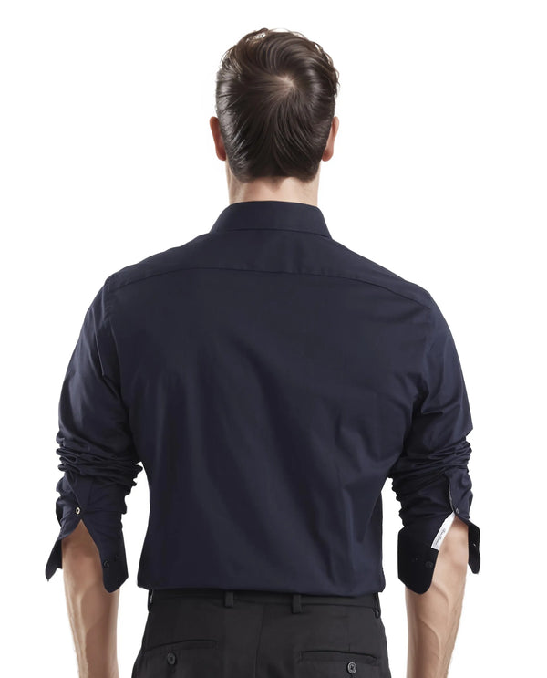 Rare Rabbit Men Neutron-Uni Navy Full Sleeve Collared Neck Button Closure Regular Fit Plain Shirt