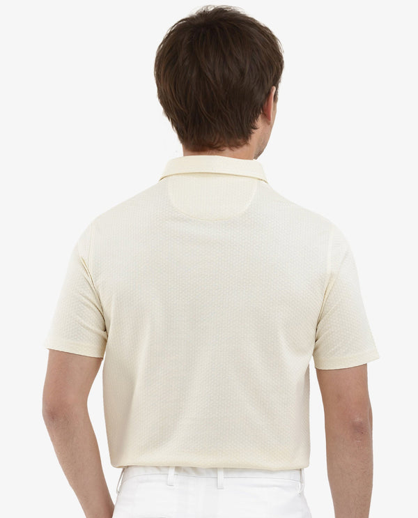 Rare Rabbit Mens Nielson Pastel Yellow Cotton Fabric Short Sleeve Jacquard Polo T-Shirt