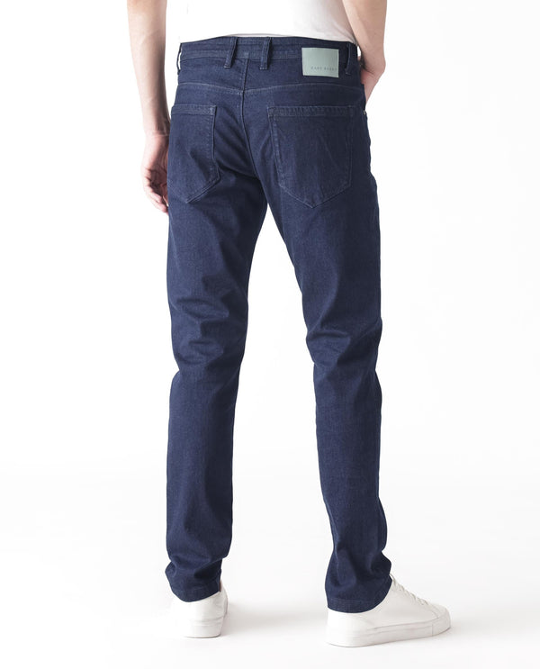 Rare Rabbit Men's Night Dark Blue Rinse Wash Mid-Rise Slim Fit Jeans