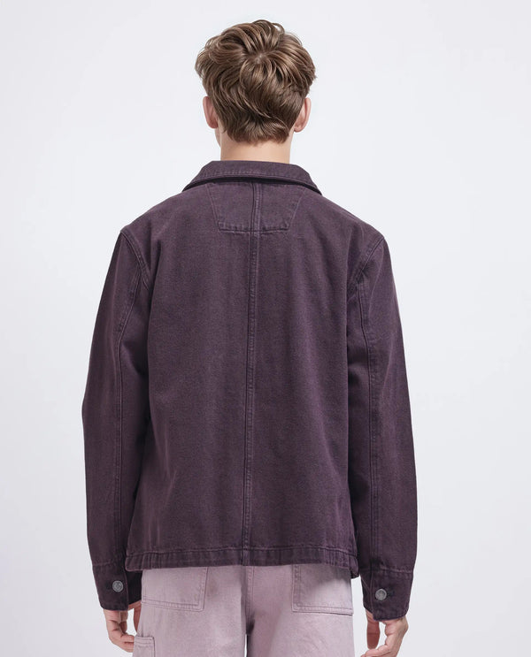 Rare Rabbit Men Nio Dark Purple Cotton Fabric Collared Neck Jacket
