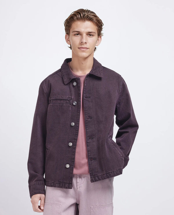 Rare Rabbit Men Nio Dark Purple Cotton Fabric Collared Neck Jacket
