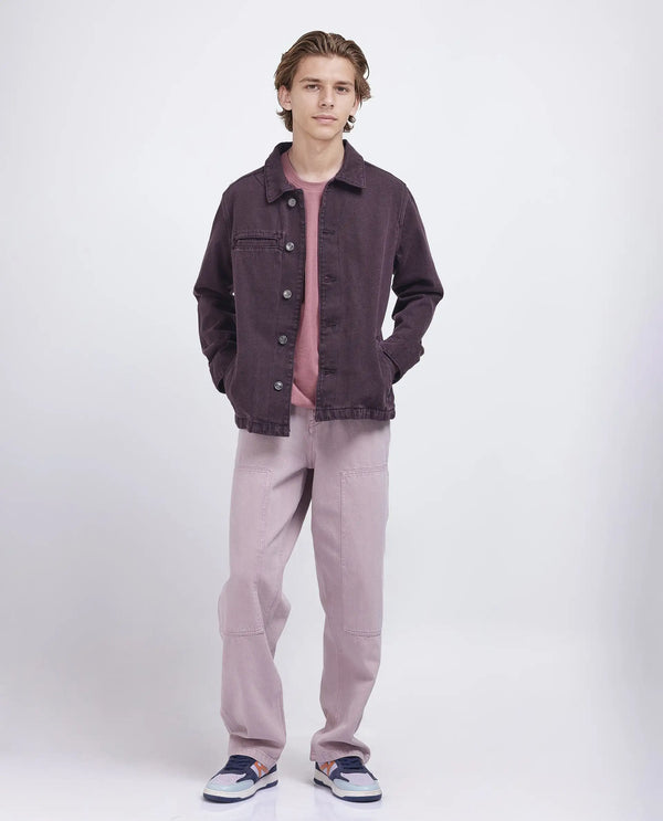 Rare Rabbit Men Nio Dark Purple Cotton Fabric Collared Neck Jacket