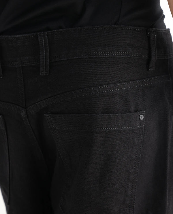 Rare Rabbit Men's Niob Black Cotton Fabric Mid Rise Dark Wash Baggy Fit Solid Jeans