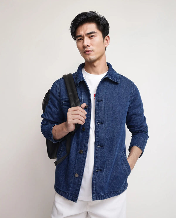 Rare Rabbit Men Nio Blue Cotton Fabric Collared Neck Jacket