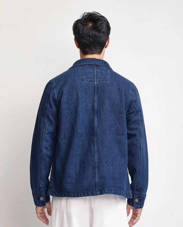 Rare Rabbit Men Nio Blue Cotton Fabric Collared Neck Jacket