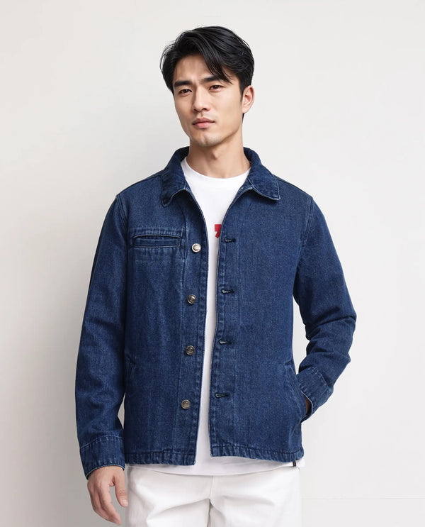Rare Rabbit Men Nio Blue Cotton Fabric Collared Neck Jacket
