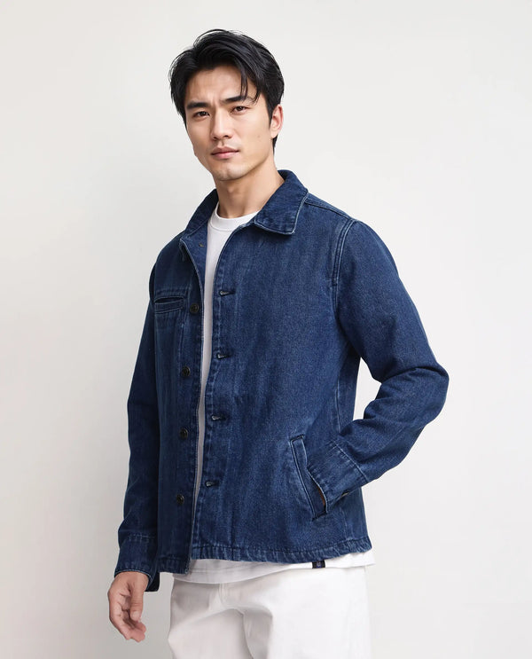 Rare Rabbit Men Nio Blue Cotton Fabric Collared Neck Jacket
