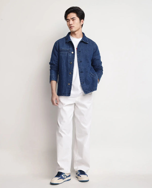 Rare Rabbit Men Nio Blue Cotton Fabric Collared Neck Jacket