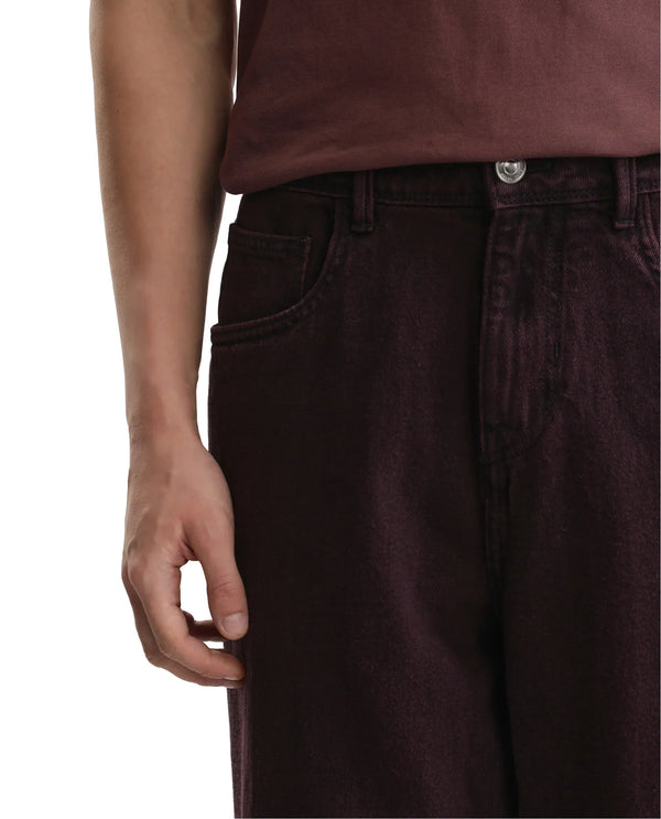 Rare Rabbit Men's Niop Dark Purple Cotton Fabric Mid Rise Baggy Fit Jeans