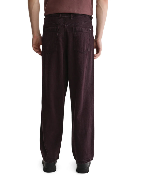 Rare Rabbit Men's Niop Dark Purple Cotton Fabric Mid Rise Baggy Fit Jeans
