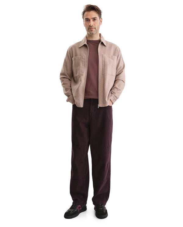 Rare Rabbit Men's Niop Dark Purple Cotton Fabric Mid Rise Baggy Fit Jeans