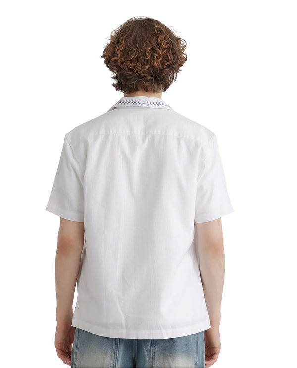 Rare Rabbit Men Niort White Cotton Fabric Plain Shirt