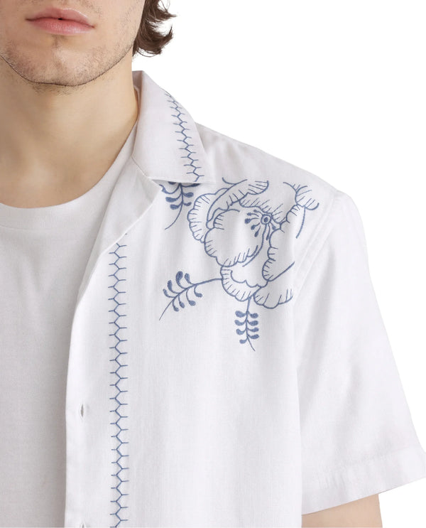 Rare Rabbit Men Niort White Cotton Fabric Plain Shirt