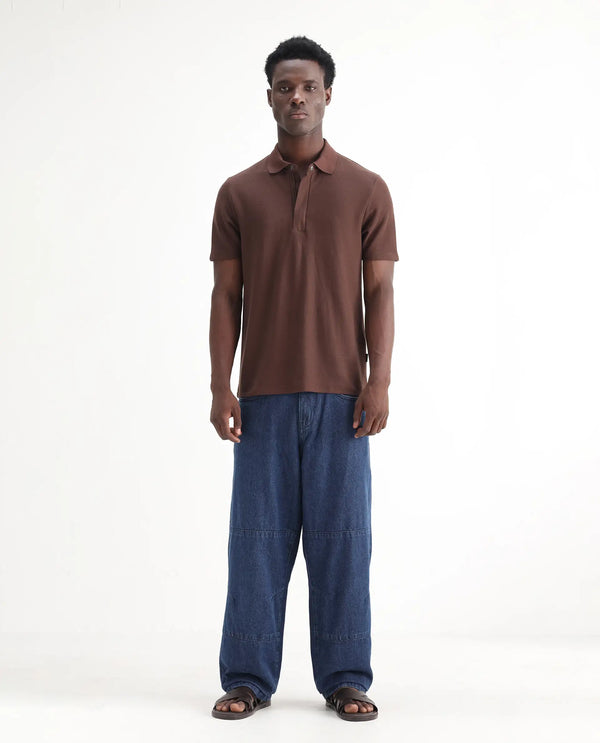 Rare Rabbit Men's Niot Blue Cotton Fabric Mid Rise Dark Wash Baggy Fit Solid Jeans