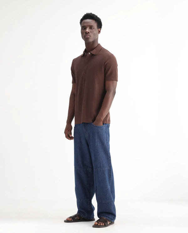 Rare Rabbit Men's Niot Blue Cotton Fabric Mid Rise Dark Wash Baggy Fit Solid Jeans