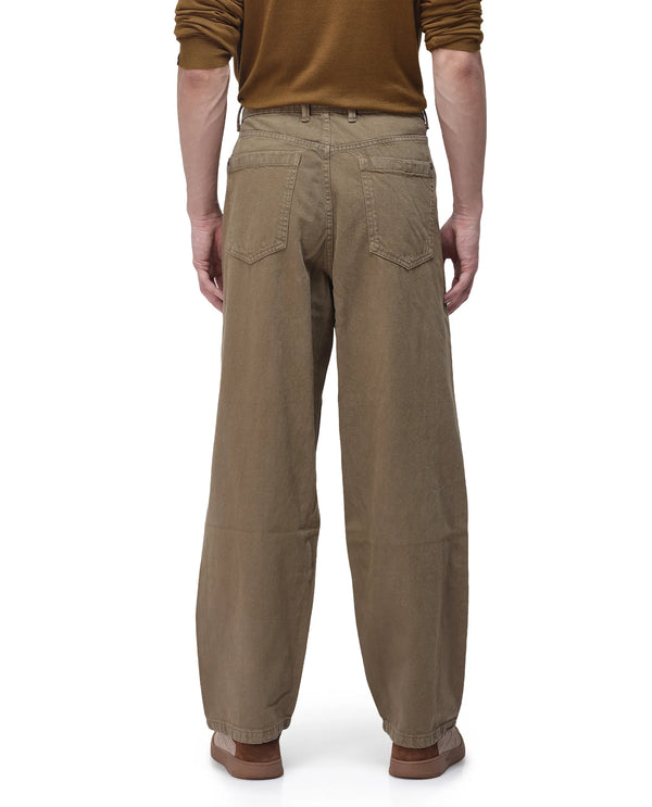 Rare Rabbit Men's Niot Khaki Cotton Fabric Mid Rise Mid Wash Baggy Fit Solid Jeans