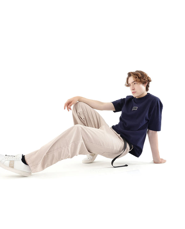 Rare Rabbit Men's Niretor-2 Beige Cotton Fabric Mid Rise Light Wash Baggy Fit With Attached Belt Jeans
