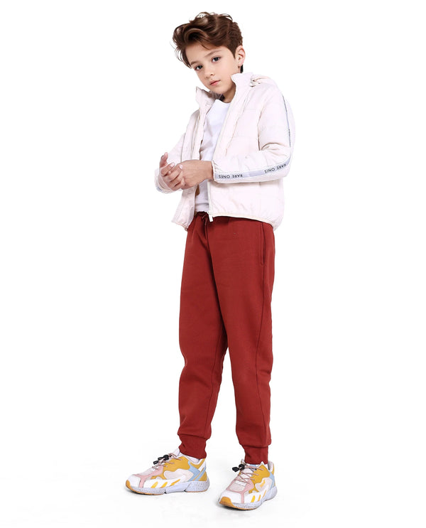 Rare Ones Kids Nir Rust Cotton Poly Drawstring Closure Regular Fit Plain Trackpant