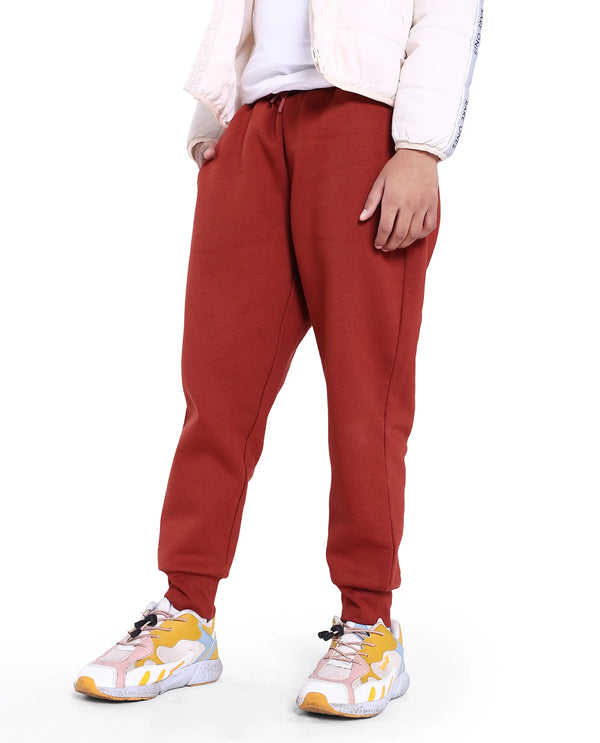 Rare Ones Kids Nir Rust Cotton Poly Drawstring Closure Regular Fit Plain Trackpant