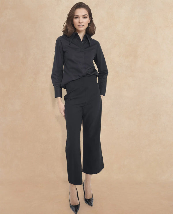 Rareism Women Noahti Black Cotton Fabric Trouser