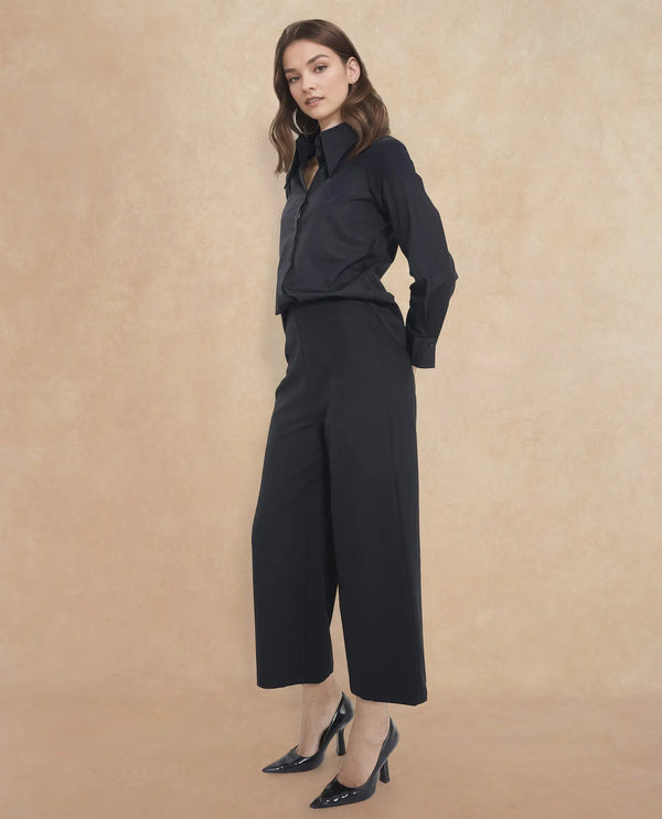 Rareism Women Noahti Black Cotton Fabric Trouser