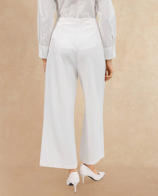 Rareism Women Noahti White Cotton Fabric Trouser