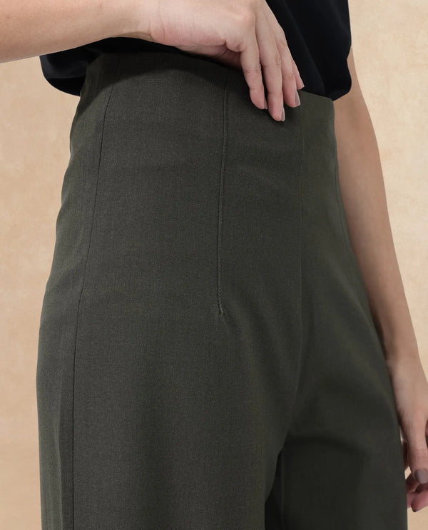 Rareism Women Noahti Green Cotton Fabric Trouser
