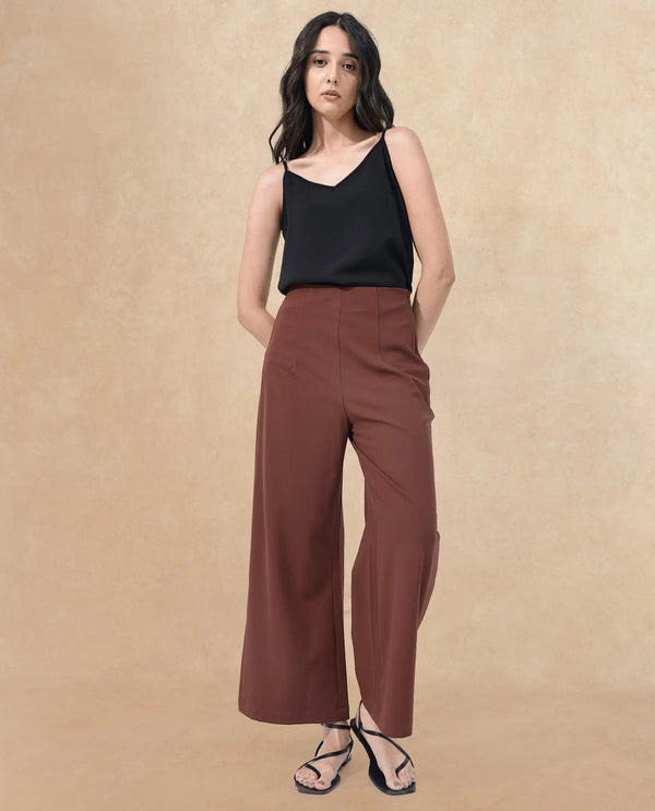 Rareism Women Noahti Light Rust Cotton Fabric Trouser