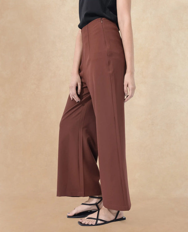 Rareism Women Noahti Light Rust Cotton Fabric Trouser