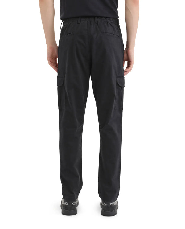 Rare Rabbit Men Nobon Navy Cotton Fabric Signature Monogram Print Regular Fit Cargo Style Trouser